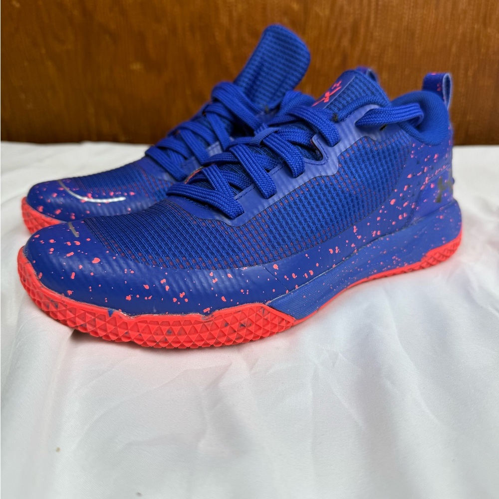 Under Armour Electric Blue/Orange Level X Series Lace Up Trainers Size 6Y Shoes
